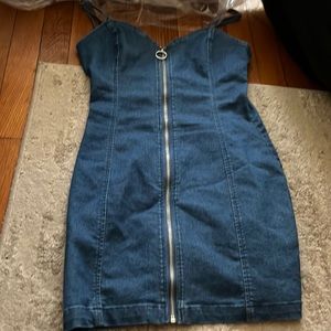 Mini jean zip up dress worn twice